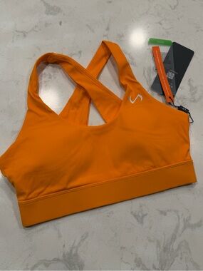 Orange TLF Sports Bra with Cross-Back Straps